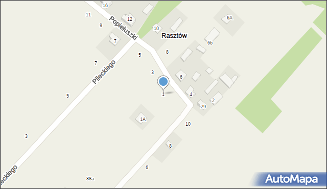 Rasztów, Popiełuszki Jerzego, bł. ks., 1, mapa Rasztów