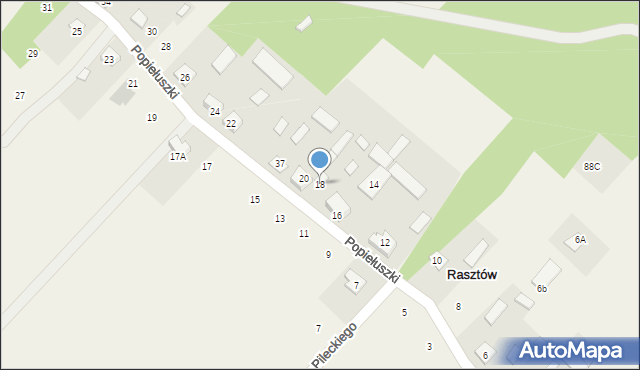 Rasztów, Popiełuszki Jerzego, bł. ks., 18, mapa Rasztów
