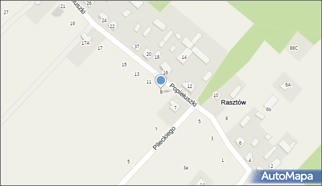 Rasztów, Popiełuszki Jerzego, bł. ks., 9, mapa Rasztów