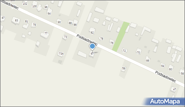 Rębków, Podsadowiec, 67, mapa Rębków