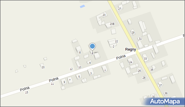 Regny, Polna, 4, mapa Regny