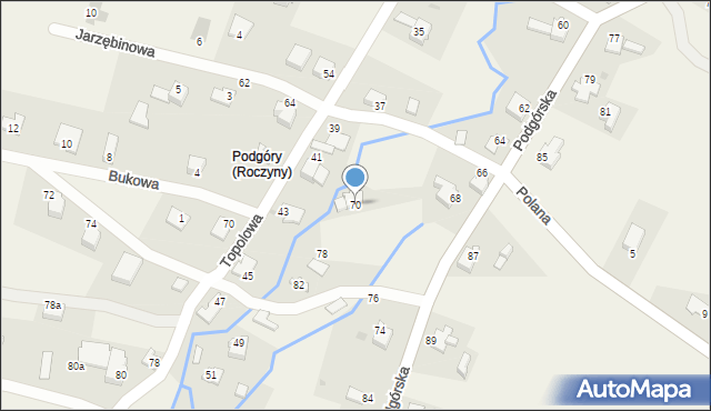 Roczyny, Podgórska, 70, mapa Roczyny