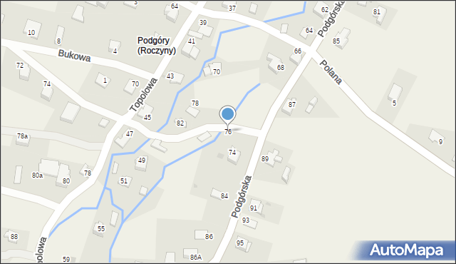 Roczyny, Podgórska, 76, mapa Roczyny