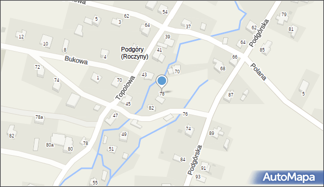 Roczyny, Podgórska, 78, mapa Roczyny