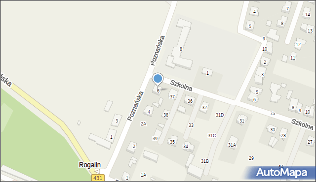 Rogalin, Poznańska, 6, mapa Rogalin