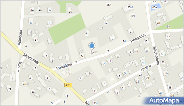Rogalinek, Podgórna, 7A, mapa Rogalinek