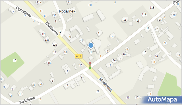 Rogalinek, Poznańska, 1, mapa Rogalinek