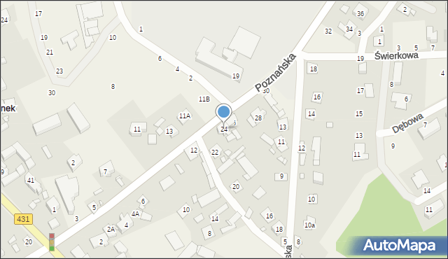 Rogalinek, Poznańska, 24, mapa Rogalinek