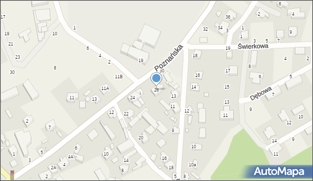 Rogalinek, Poznańska, 28, mapa Rogalinek