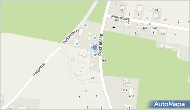 Rogalinek, Poznańska, 31, mapa Rogalinek