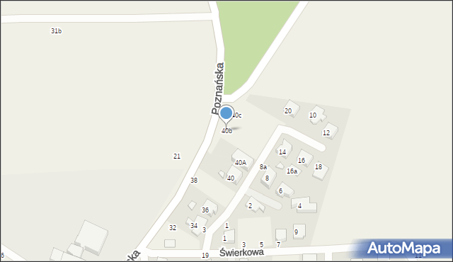 Rogalinek, Poznańska, 40b, mapa Rogalinek