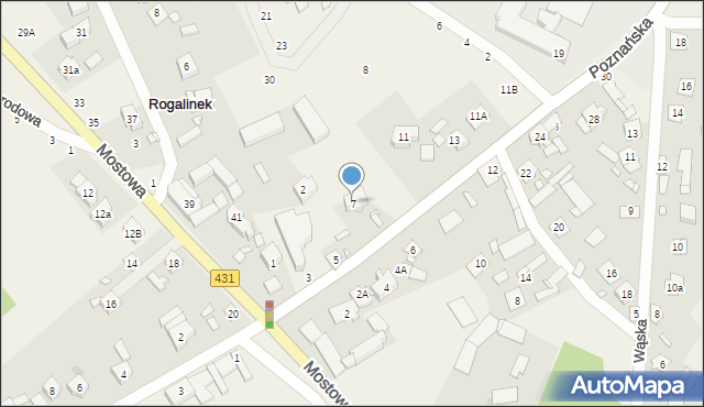 Rogalinek, Poznańska, 7, mapa Rogalinek