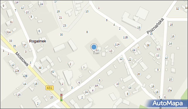 Rogalinek, Poznańska, 9, mapa Rogalinek