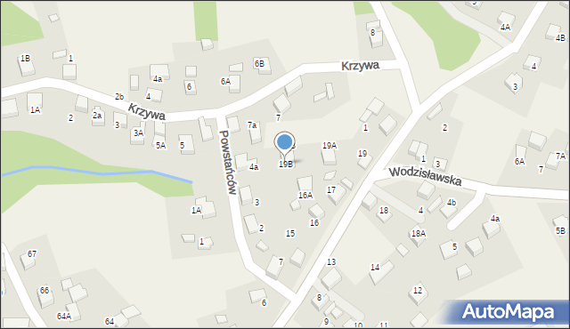 Rogów, Powstańców, 19B, mapa Rogów