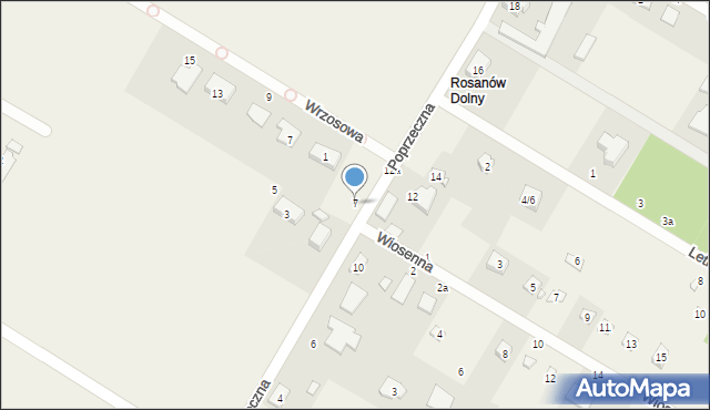 Rosanów, Poprzeczna, 7, mapa Rosanów