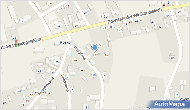 Rosko, Podgórna, 3, mapa Rosko