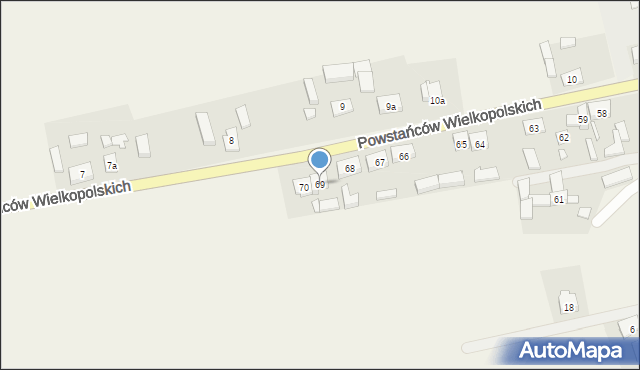 Rosko, Powstańców Wielkopolskich, 69, mapa Rosko