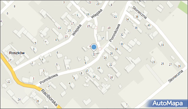 Roszków, Pomnikowa, 11, mapa Roszków