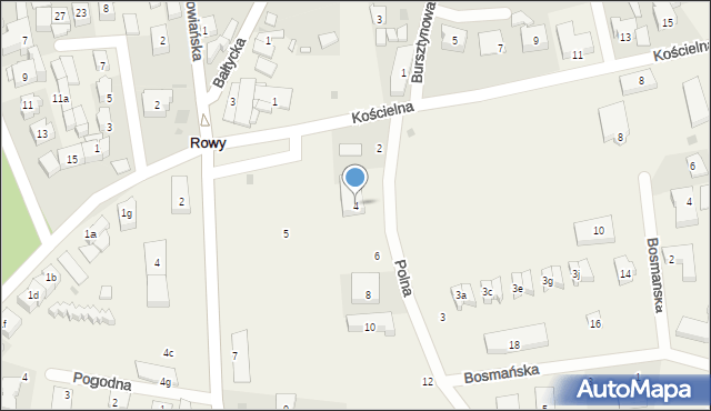 Rowy, Polna, 4, mapa Rowy