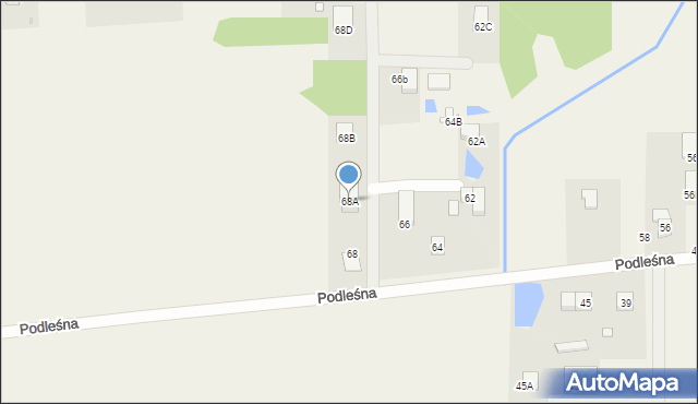 Ruda-Bugaj, Podleśna, 68A, mapa Ruda-Bugaj