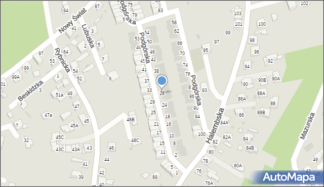 Ruda Śląska, Podgórska, 28, mapa Rudy Śląskiej