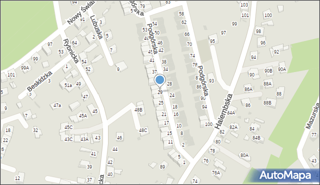 Ruda Śląska, Podgórska, 29, mapa Rudy Śląskiej