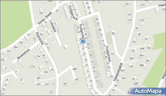 Ruda Śląska, Podgórska, 39, mapa Rudy Śląskiej