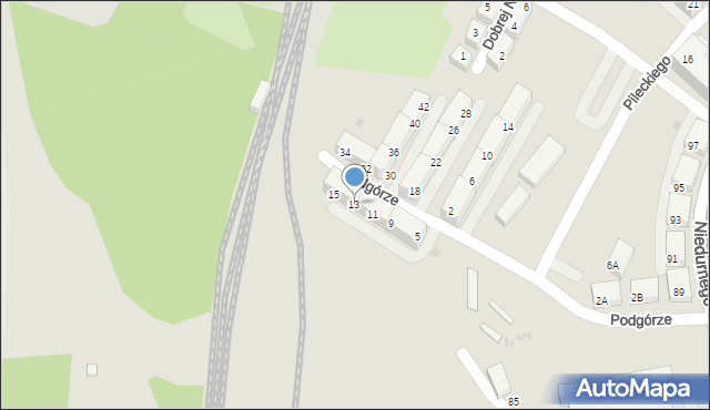 Ruda Śląska, Podgórze, 13, mapa Rudy Śląskiej