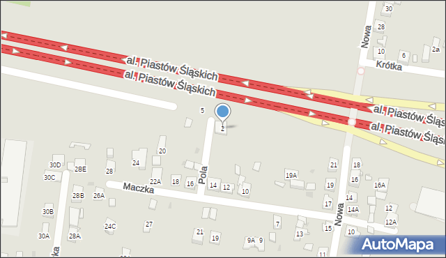 Ruda Śląska, Pola Wincentego, 2, mapa Rudy Śląskiej