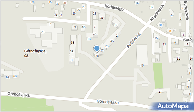 Ruda Śląska, Pośpiecha Wincentego, 2D, mapa Rudy Śląskiej