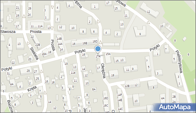 Ruda Śląska, Potyki Augustyna, ks., 17A, mapa Rudy Śląskiej