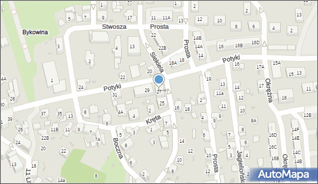 Ruda Śląska, Potyki Augustyna, ks., 27, mapa Rudy Śląskiej