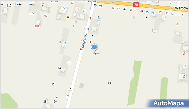 Rudawa, Podgórska, 13, mapa Rudawa