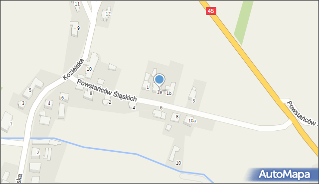 Rudnik, Powstańców Śląskich, 1a, mapa Rudnik