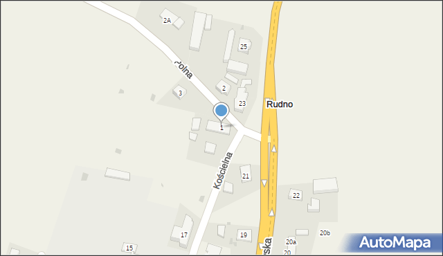 Rudno, Polna, 1, mapa Rudno