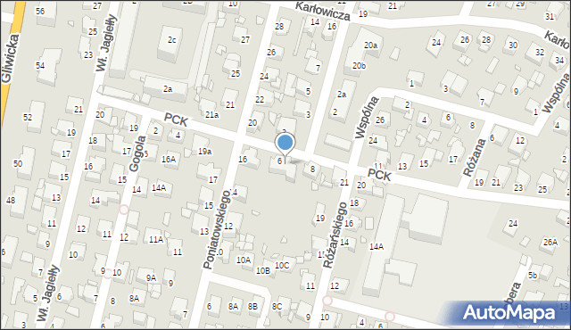 Rybnik, Polskiego Czerwonego Krzyża, 6a, mapa Rybnika