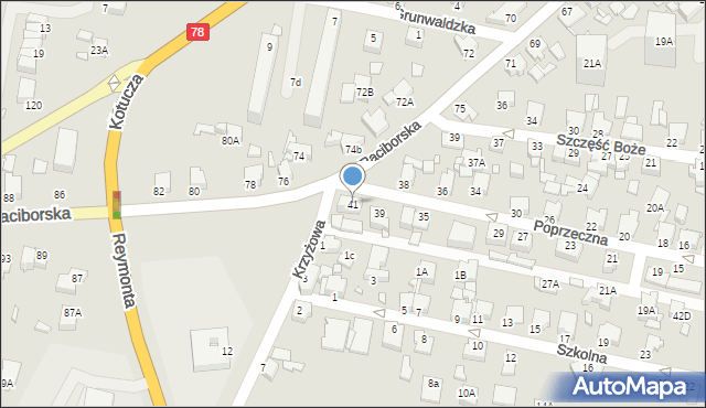 Rybnik, Poprzeczna, 41, mapa Rybnika