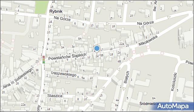 Rybnik, Powstańców Śląskich, 14, mapa Rybnika