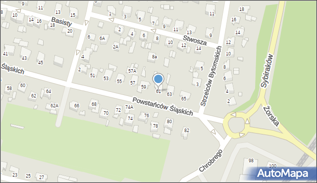 Rybnik, Powstańców Śląskich, 61, mapa Rybnika