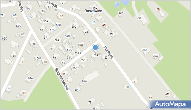 Rybnik, Pochyła, 20A, mapa Rybnika