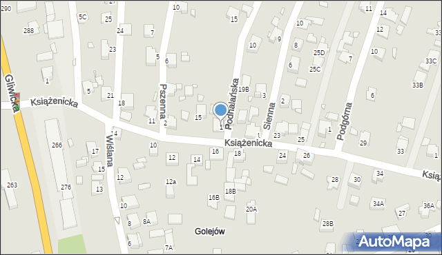 Rybnik, Podhalańska, 1, mapa Rybnika