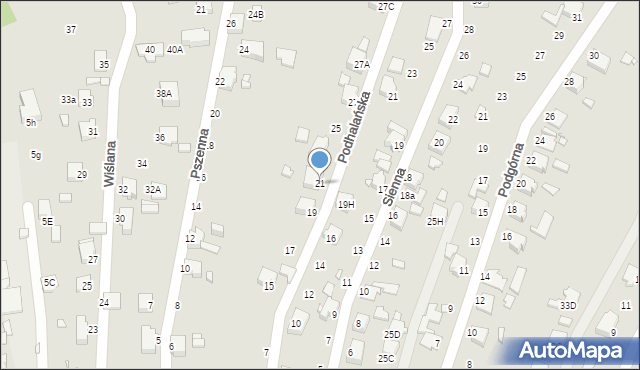 Rybnik, Podhalańska, 21, mapa Rybnika