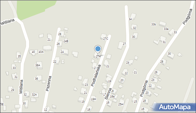 Rybnik, Podhalańska, 27A, mapa Rybnika