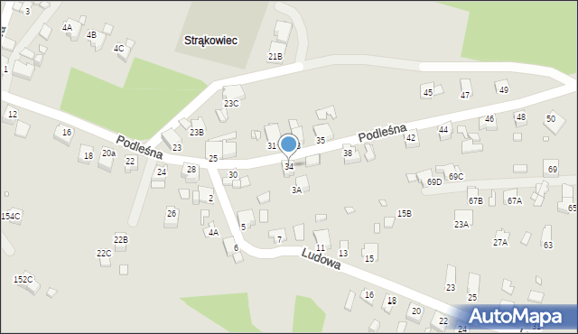 Rybnik, Podleśna, 34, mapa Rybnika