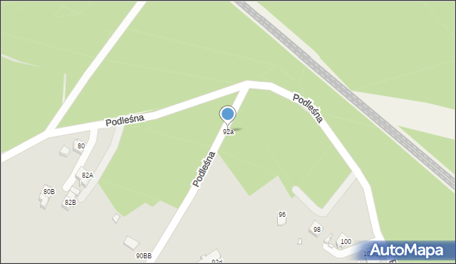 Rybnik, Podleśna, 92a, mapa Rybnika