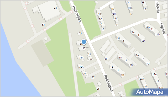 Rybnik, Podmiejska, 35, mapa Rybnika