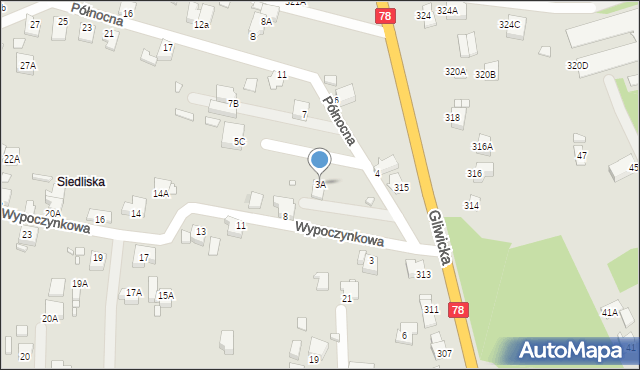 Rybnik, Północna, 3A, mapa Rybnika