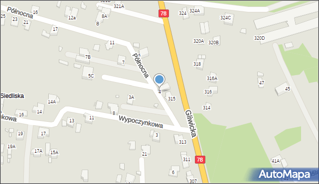 Rybnik, Północna, 4, mapa Rybnika