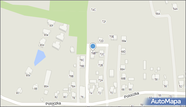 Rybnik, Poloczka Wiktora, 74B, mapa Rybnika