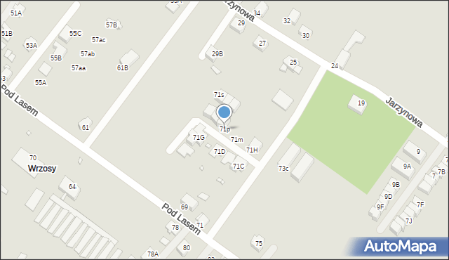 Rybnik, Pod Lasem, 71p, mapa Rybnika